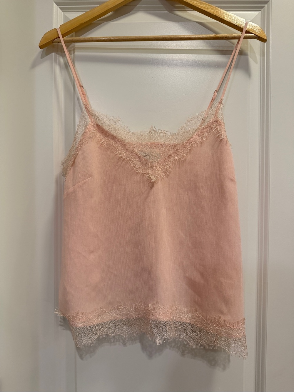 LOFT Blush Pink Lace-Trim Silk Cami